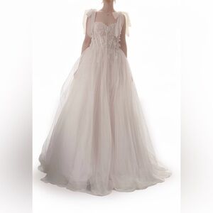 Faeriesty Elegant Peach and White Tulle Princess Cupcake Maxi Gown Size Large